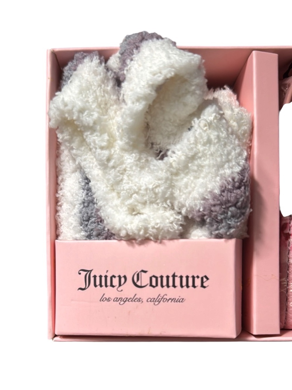 NWT Juicy Couture Pink Floral Card Case Wallet and Fuzzy Socks Boxed Gift Set - Picture 6 of 7